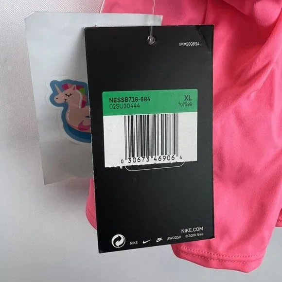 Nike Girl’s Crossback Pink Two Piece Cropped Tankini Set Size XL